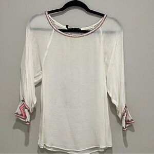 Zara Cream Embellished Blouse S